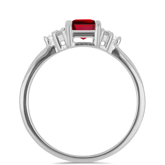 Anillo de Plata con Rubí de Madagascar y Topacio Blanco