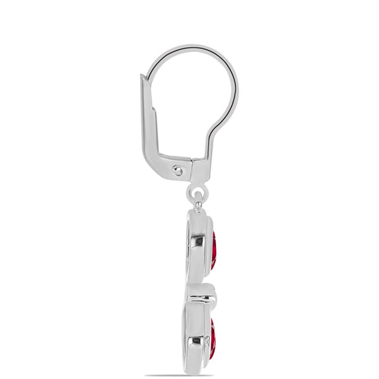 Pendientes de Plata con Rubí de Madagascar y Topacio Blanco
