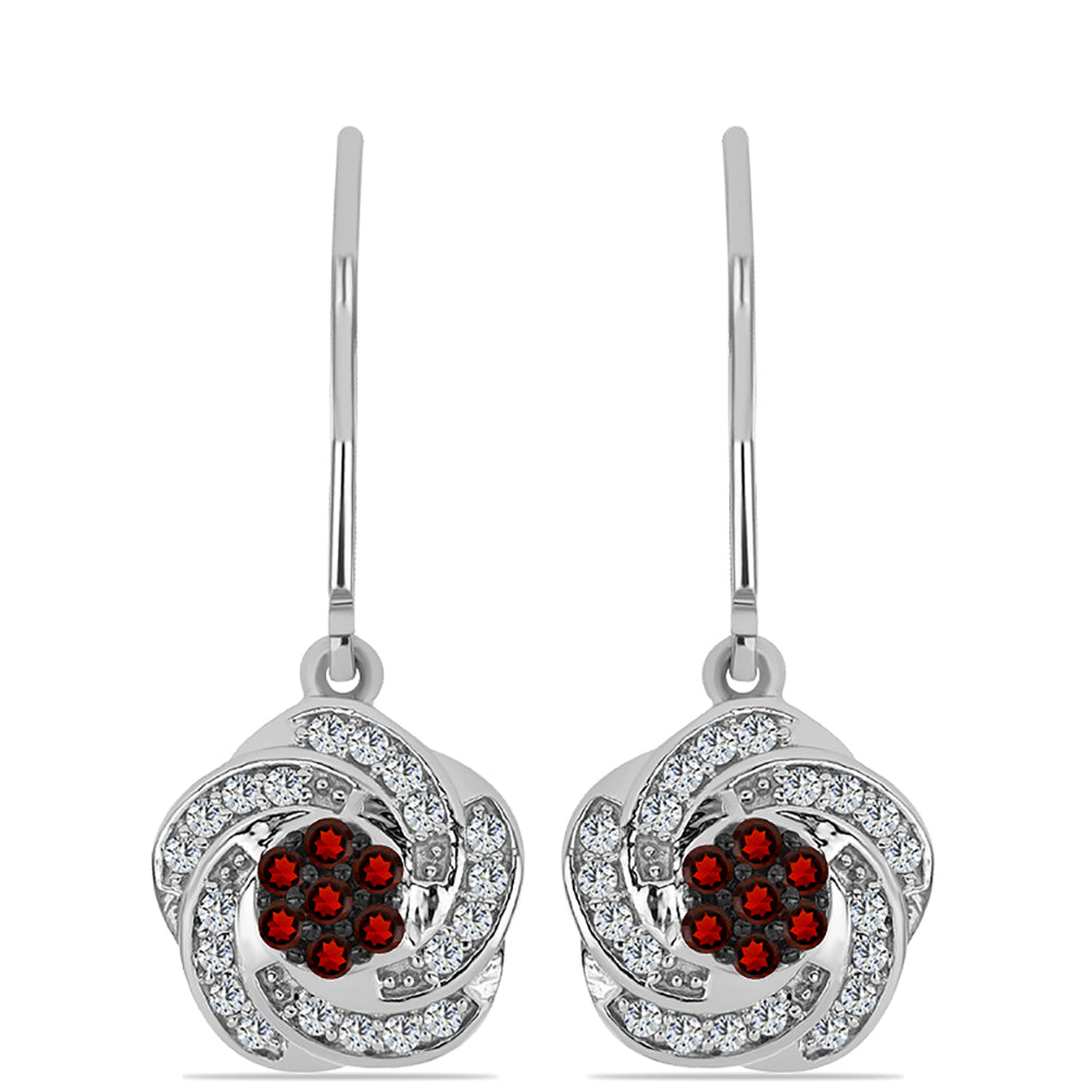 Pendientes de Plata con Granate Barton y Topacio Blanco 1 