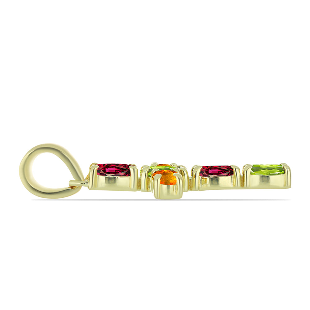 Cruz Colgante de Plata Bañada en Oro con Chakra Turmalina