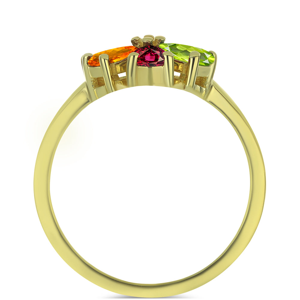 Anillo de Plata Bañada en Oro con Chakra Turmalina y Topacio Blanco