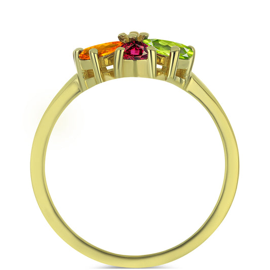 Anillo de Plata Bañada en Oro con Chakra Turmalina y Topacio Blanco