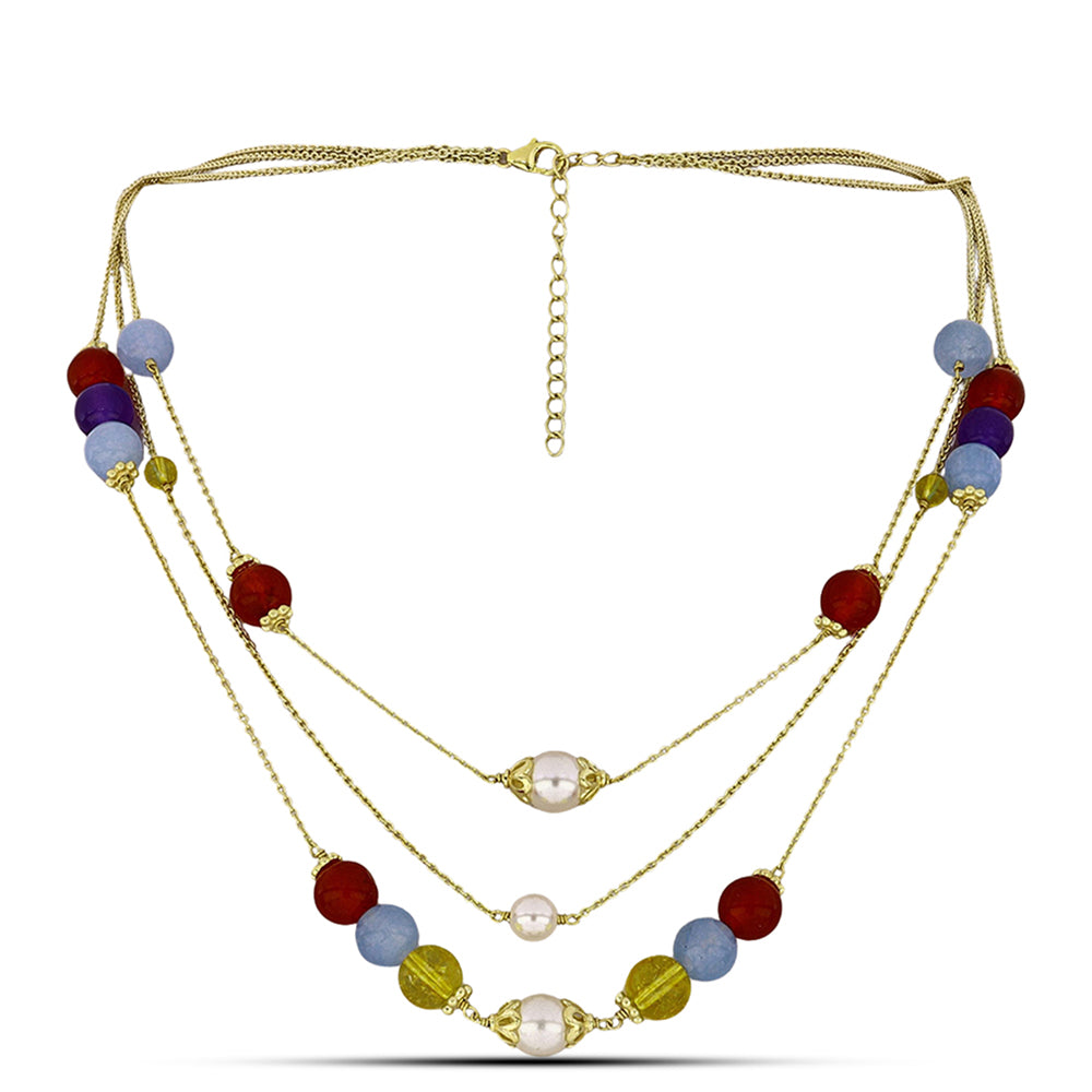 Collar de Plata Bañada en Oro con Jade Púrpura y Citrino de los Montes Urales 1 