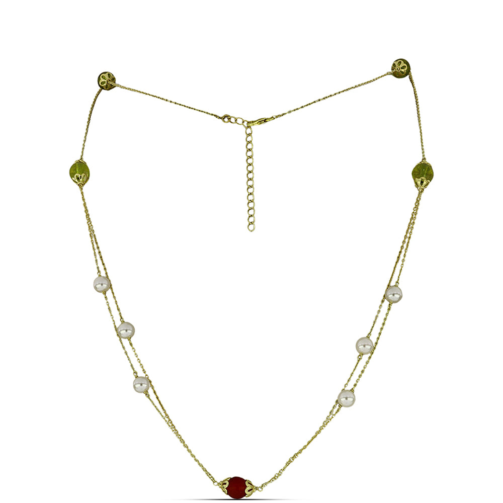 Collar de Plata Bañada en Oro con Citrino de los Montes Urales y Cornalina 1 