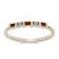 Anillo de Plata Bañada en Oro con Diamante Rojo y Diamante blanco