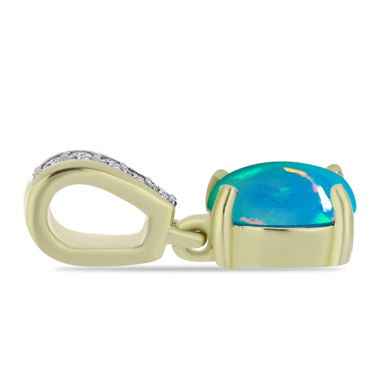 Colgante de Plata Bañada en Oro con Ópalo Azul Paraiba de Etiopía y Topacio Blanco