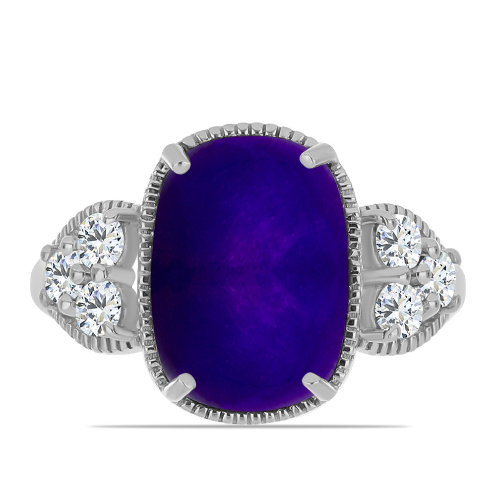 Anillo de Plata con Jade Púrpura y Topacio Blanco 1 