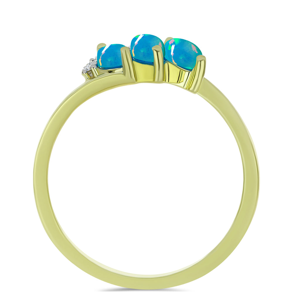 Anillo de Plata Bañada en Oro con Ópalo Azul Paraiba de Etiopía y Topacio Blanco