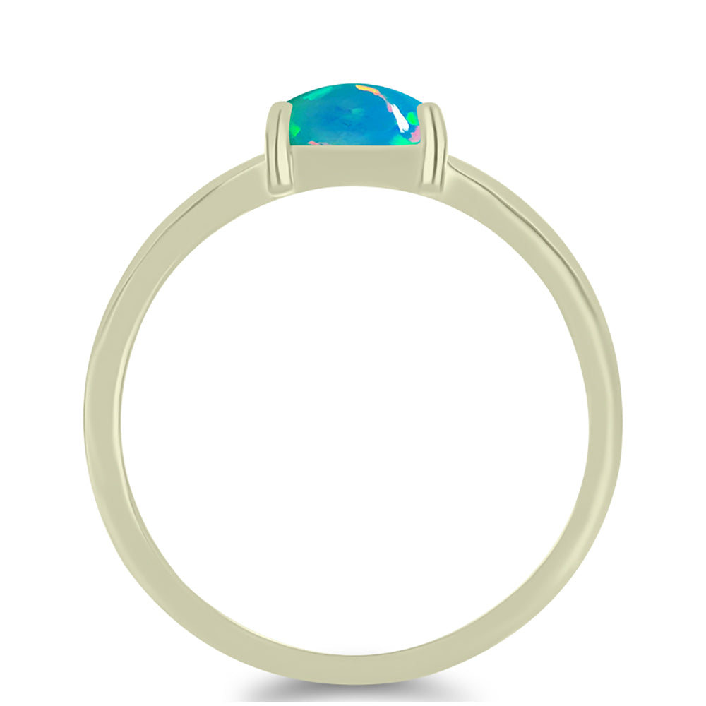 Anillo de Plata Bañada en Oro con Ópalo Azul Paraiba de Etiopía