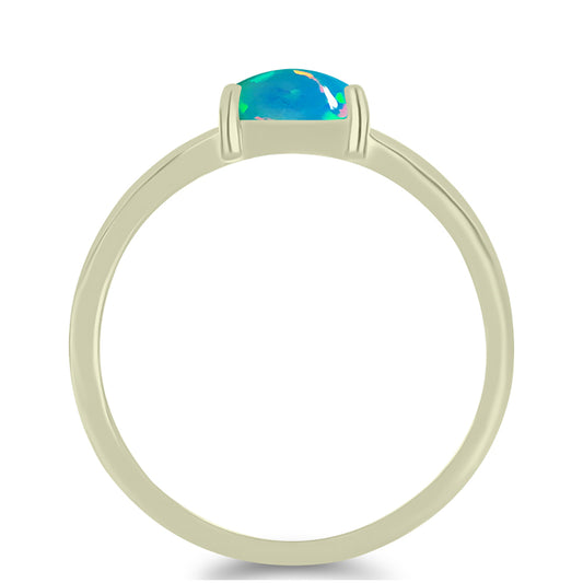 Anillo de Plata Bañada en Oro con Ópalo Azul Paraiba de Etiopía