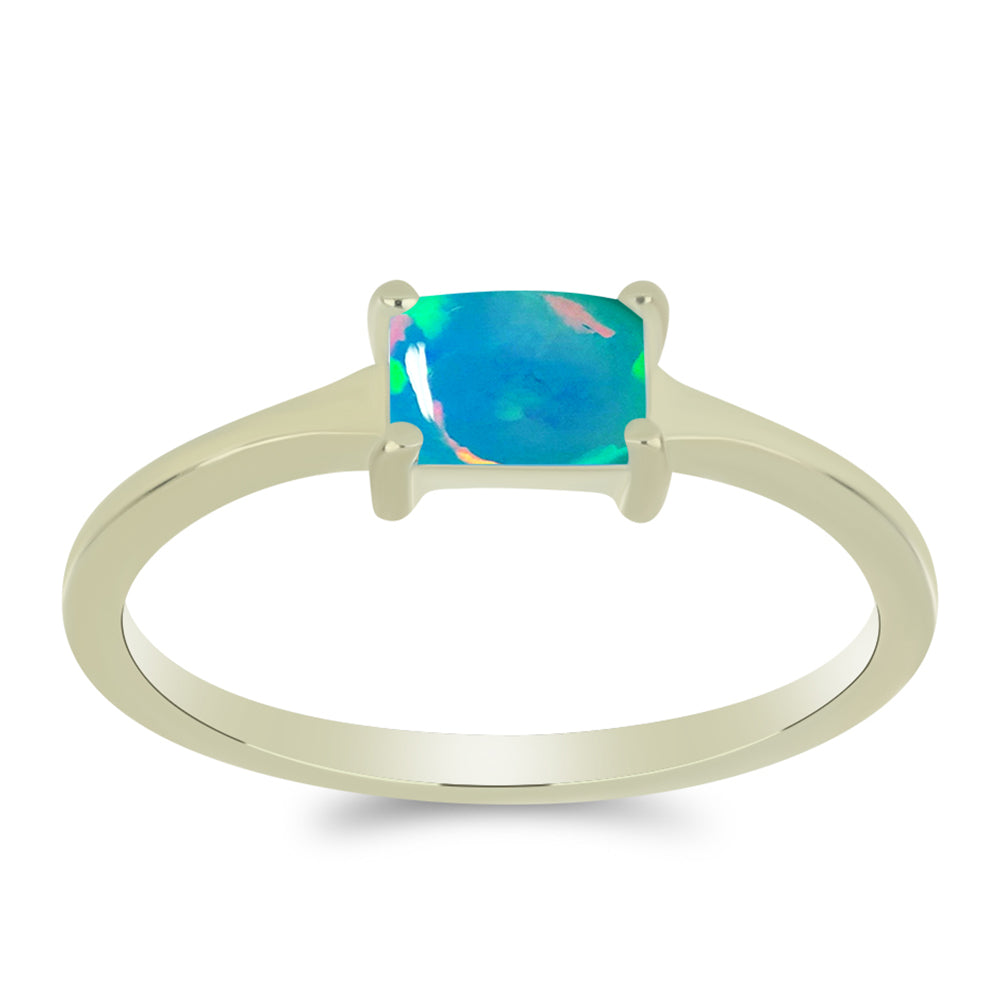 Anillo de Plata Bañada en Oro con Ópalo Azul Paraiba de Etiopía