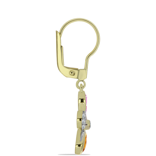 Pendientes de Plata Bañada en Oro con Zafiro Arco Iris Rosebery y Topacio Blanco