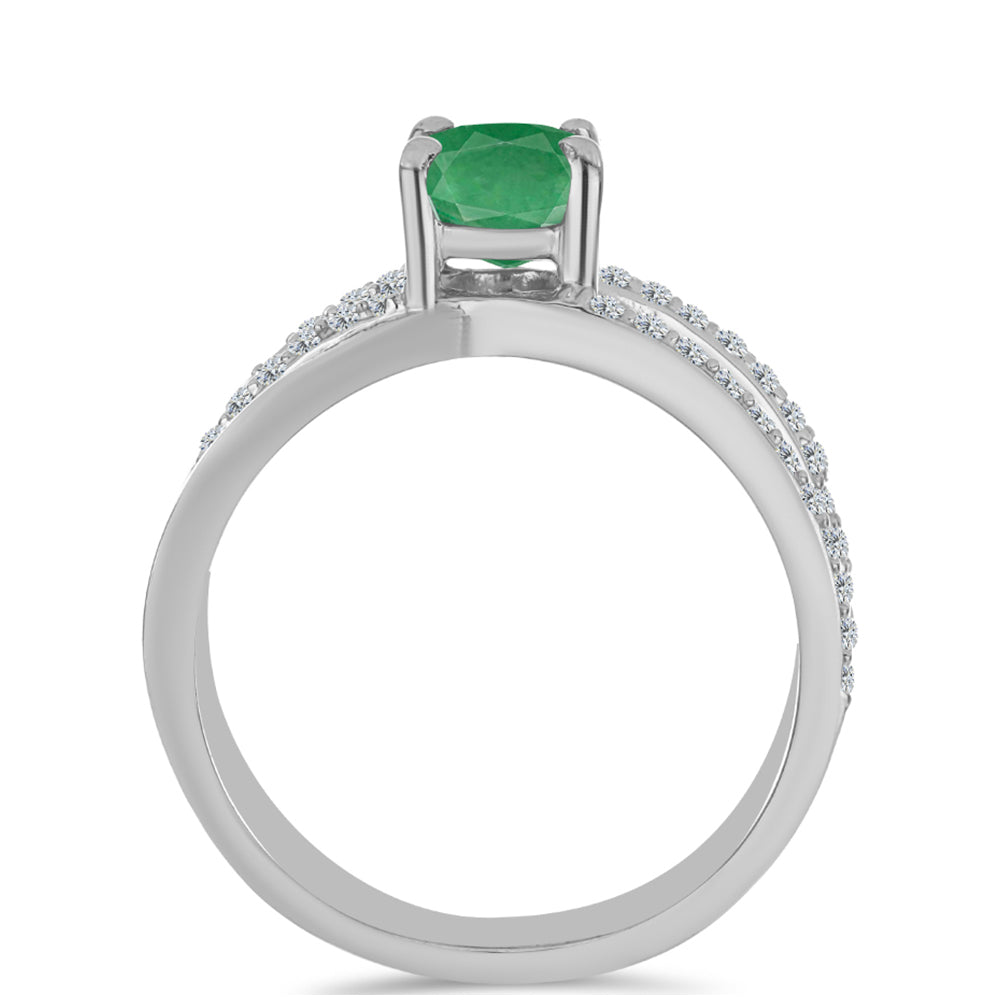 Anillo de Plata con Esmeralda de Brasil y Topacio Blanco 2 