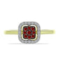 Anillo de Plata Bañada en Oro con Diamante Rojo y Diamante blanco