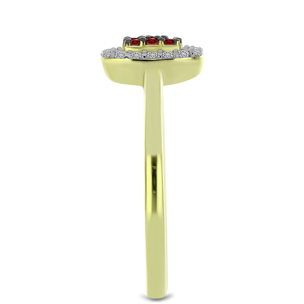 Anillo de Plata Bañada en Oro con Diamante Rojo y Diamante blanco 4 