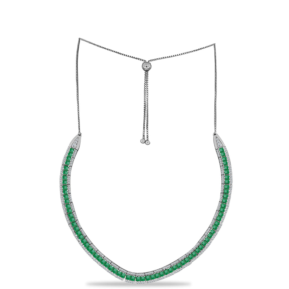 Collar de Plata con Esmeralda de Brasil y Topacio Blanco 2 