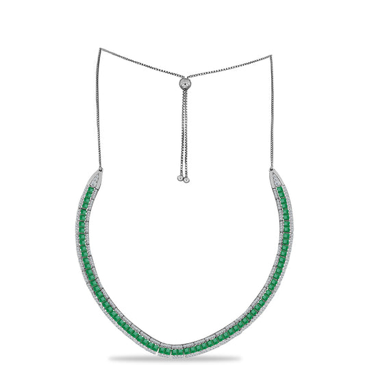 Collar de Plata con Esmeralda de Brasil y Topacio Blanco