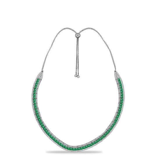 Collar de Plata con Esmeralda de Brasil y Topacio Blanco