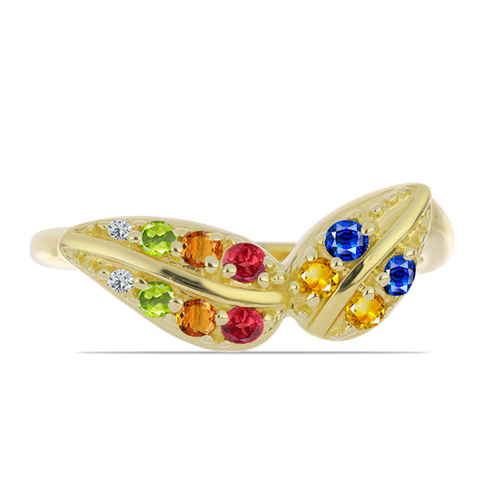 Anillo de Plata Bañada en Oro con Zafiro Arco Iris Rosebery y Topacio Blanco