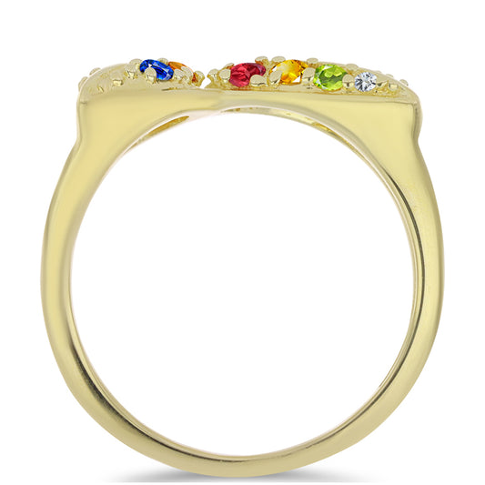 Anillo de Plata Bañada en Oro con Zafiro Arco Iris Rosebery y Topacio Blanco