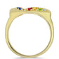 Anillo de Plata Bañada en Oro con Zafiro Arco Iris Rosebery y Topacio Blanco