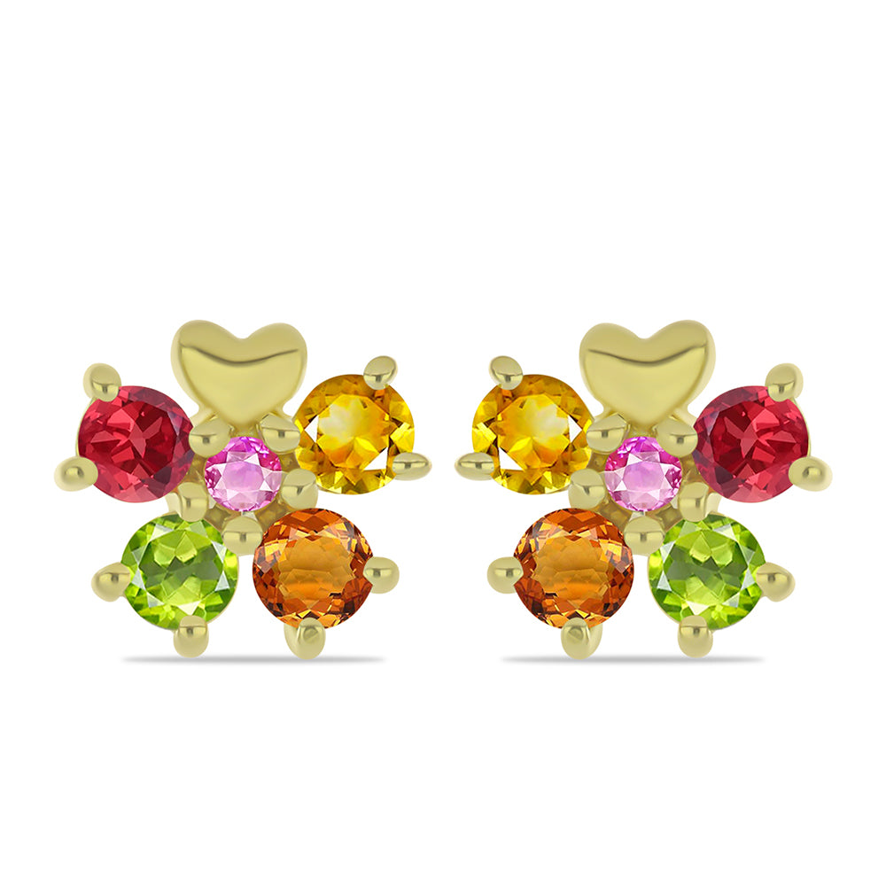 Pendientes de Plata Bañada en Oro con Zafiro Arco Iris Rosebery