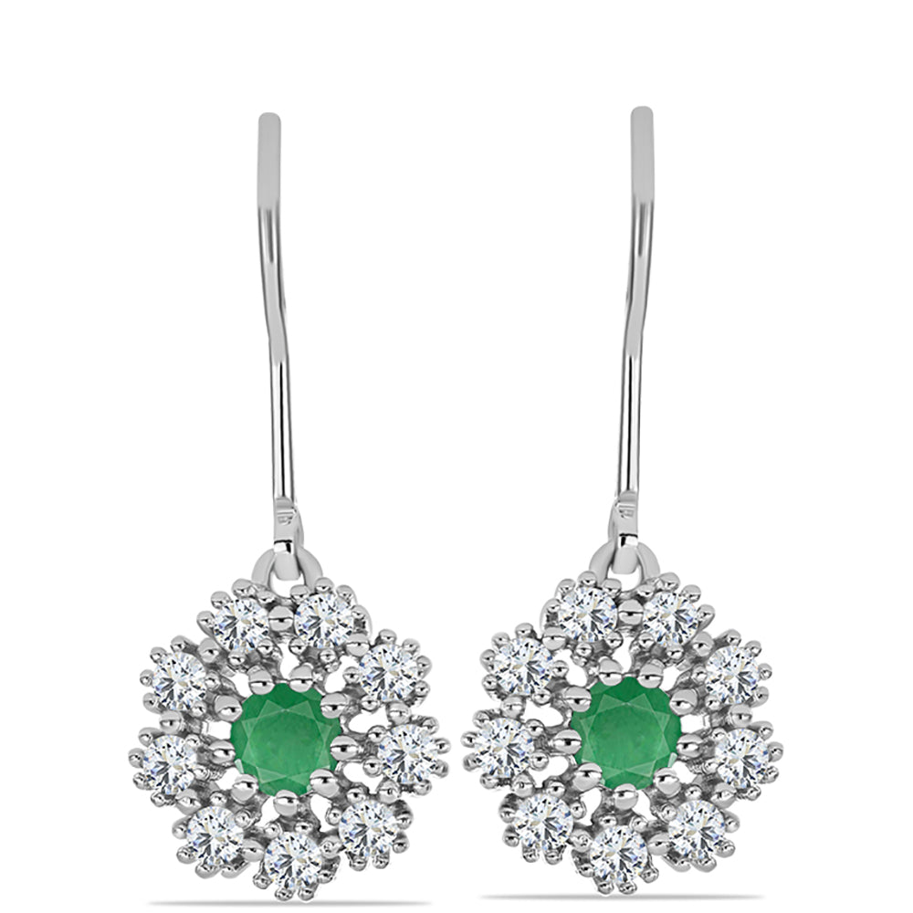 Pendientes de Plata con Esmeralda de Brasil y Topacio Blanco 1 