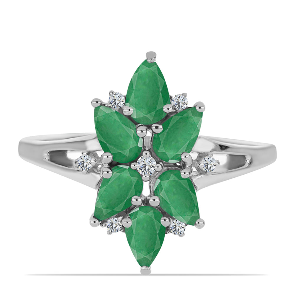 Anillo de Plata con Esmeralda de Brasil y Topacio Blanco 1 