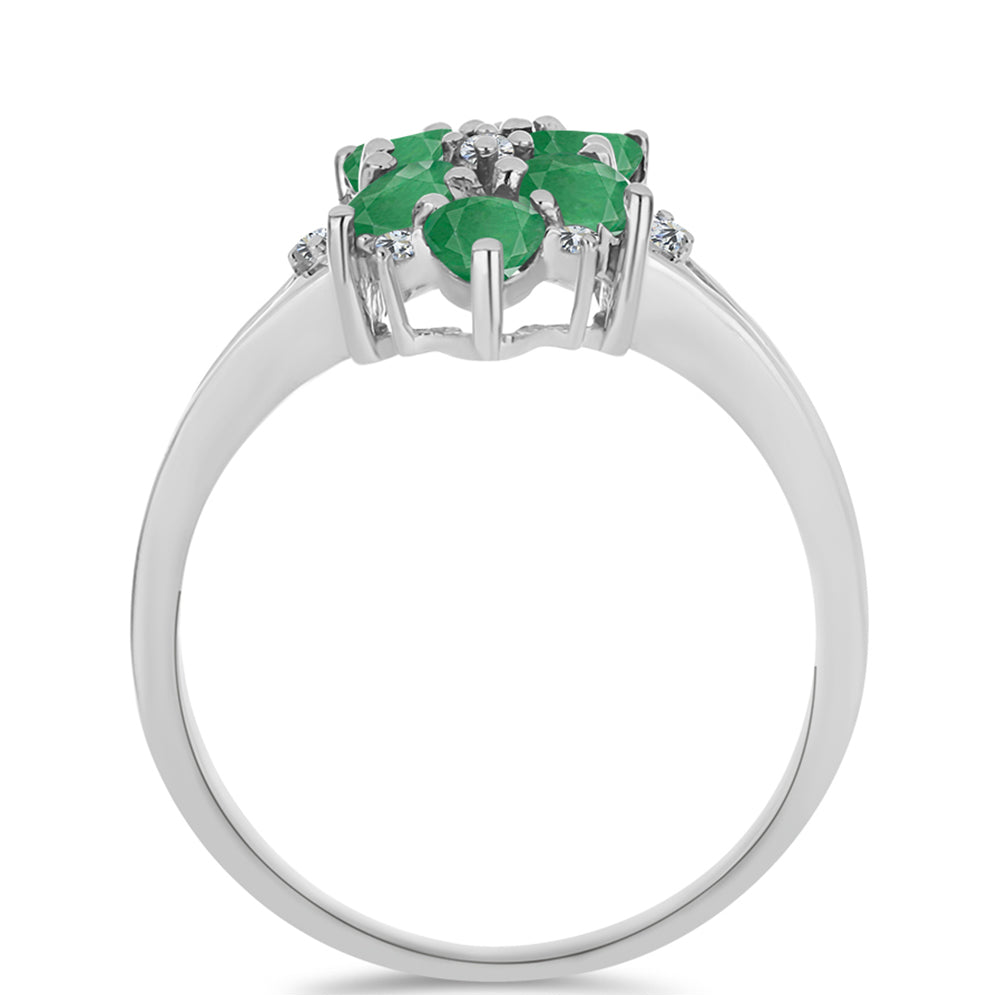 Anillo de Plata con Esmeralda de Brasil y Topacio Blanco 2 