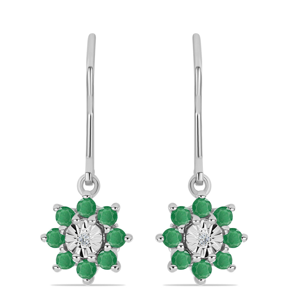 Pendientes de Plata con Esmeralda de Brasil y Topacio Blanco 1 
