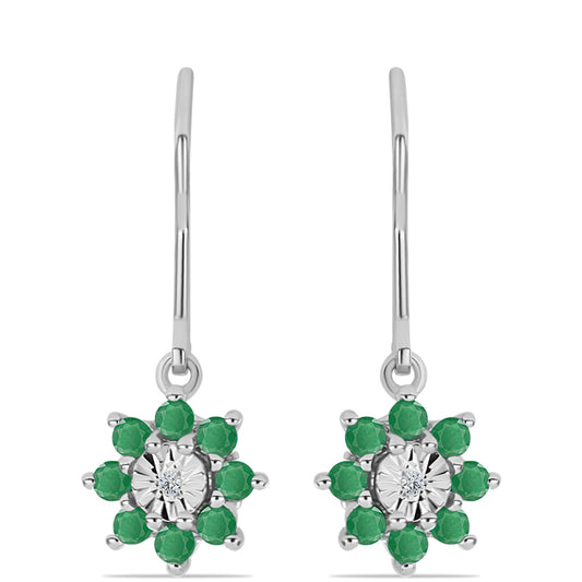 Pendientes de Plata con Esmeralda de Brasil y Topacio Blanco