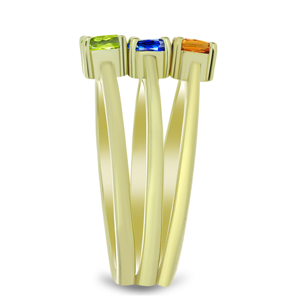 Conjunto de Plata Bañada en Oro con Zafiro Azul Australiano y Zafiro Padparadscha ( Anillo )