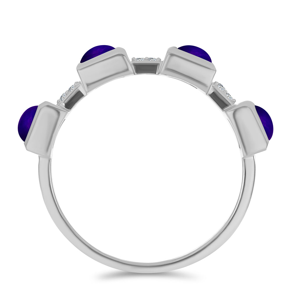 Anillo de Plata con Jade Púrpura y Topacio Blanco 3 