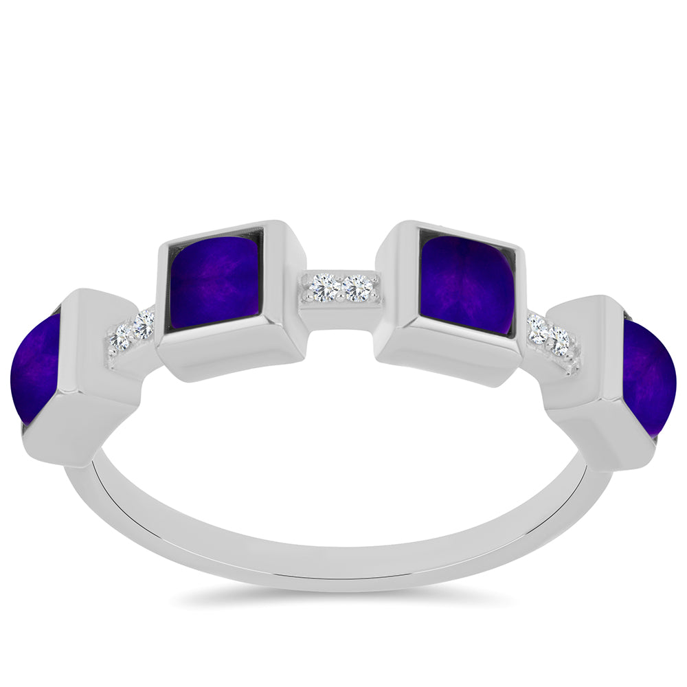 Anillo de Plata con Jade Púrpura y Topacio Blanco