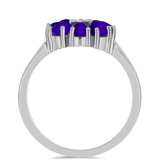 Anillo de Plata con Jade Púrpura y Topacio Blanco