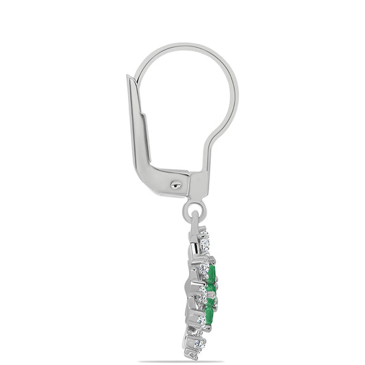 Pendientes de Plata con Esmeralda de Brasil y Topacio Blanco