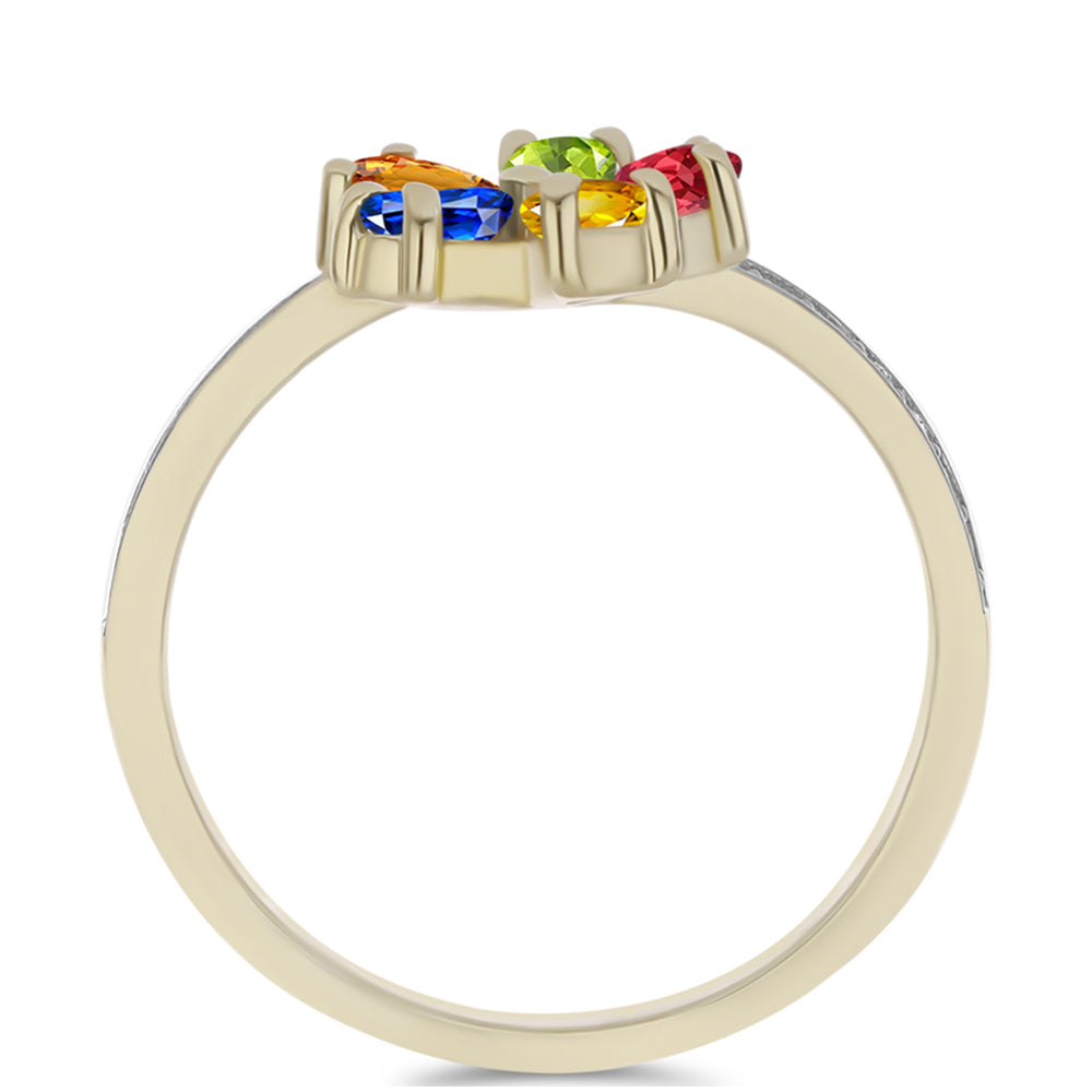 Anillo de Plata Bañada en Oro con Zafiro Arco Iris Rosebery y Topacio Blanco 2 
