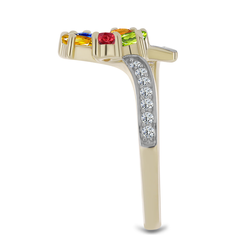 Anillo de Plata Bañada en Oro con Zafiro Arco Iris Rosebery y Topacio Blanco