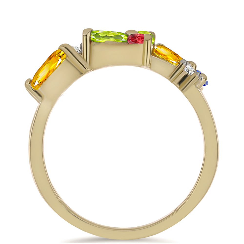 Anillo de Plata Bañada en Oro con Zafiro Arco Iris Rosebery y Topacio Blanco 2 