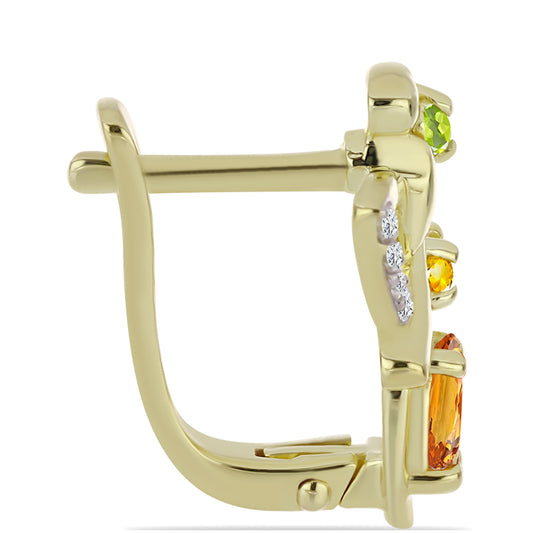 Pendientes de Plata Bañada en Oro con Zafiro Arco Iris Rosebery y Topacio Blanco