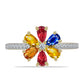Anillo de Plata Bañada en Oro con Zafiro Arco Iris Rosebery y Topacio Blanco