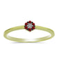 Anillo de Plata Bañada en Oro con Diamante Rojo y Diamante blanco