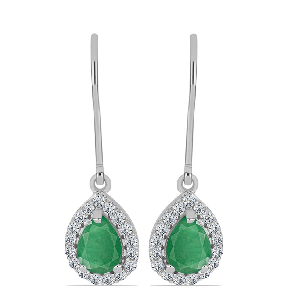 Pendientes de Plata con Esmeralda de Brasil y Topacio Blanco 1 