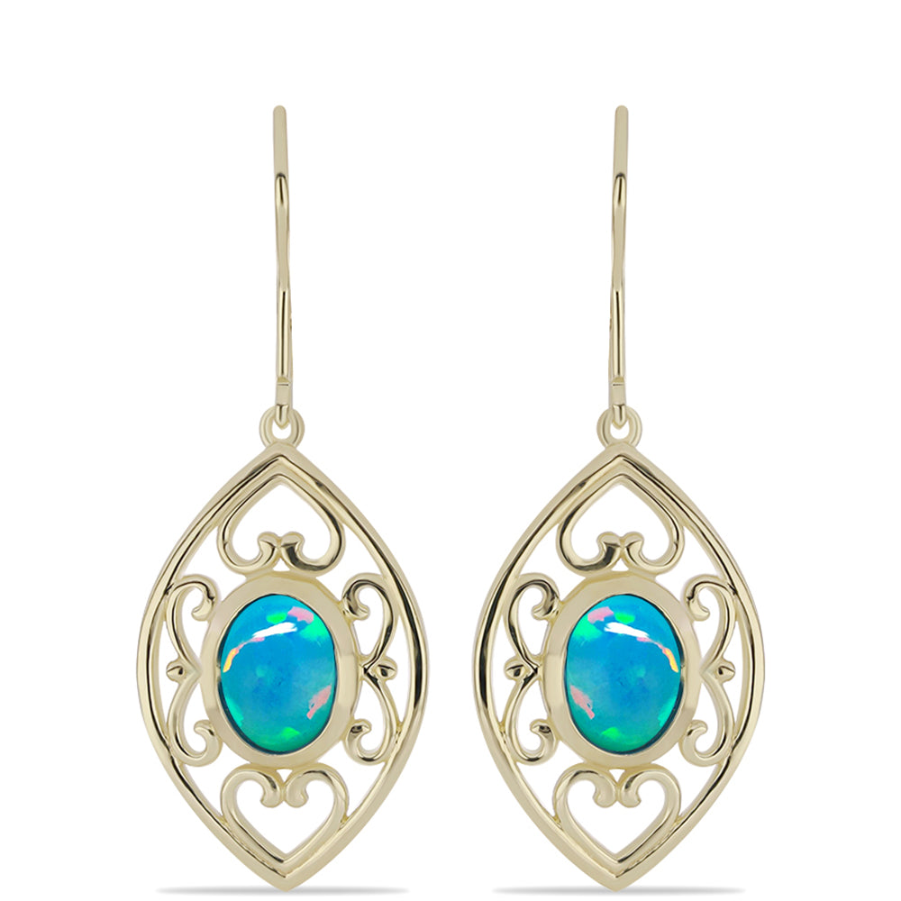 Pendientes de Plata Bañada en Oro con Ópalo Azul Paraiba de Etiopía 1 