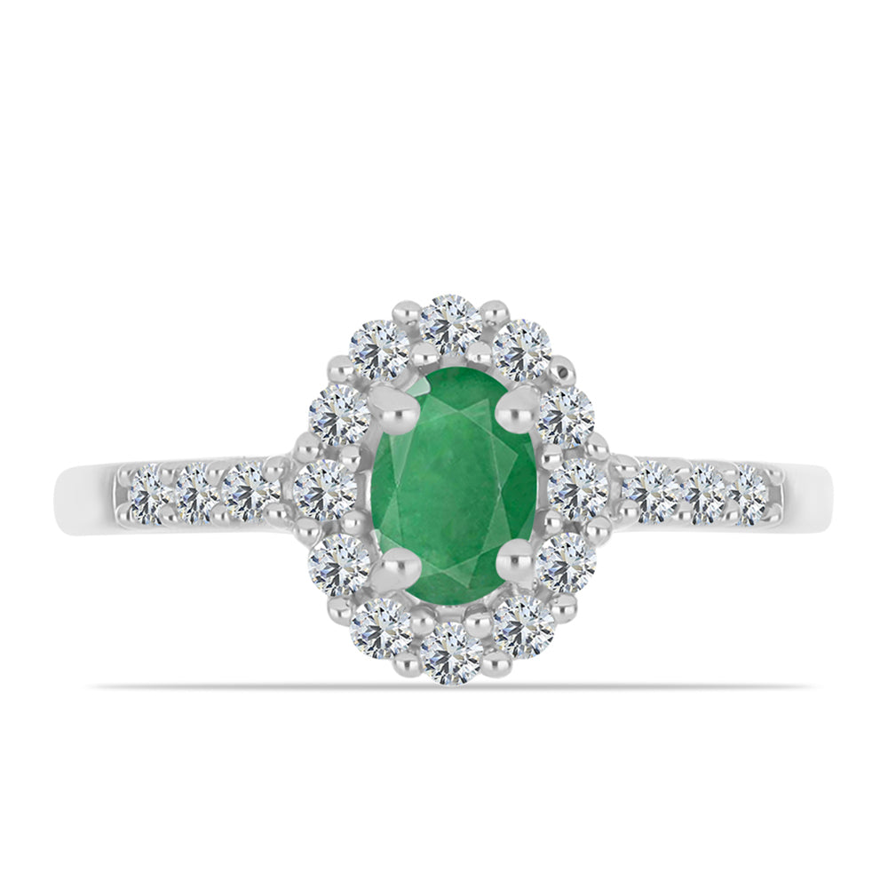 Anillo de Plata con Esmeralda de Brasil y Topacio Blanco 1 