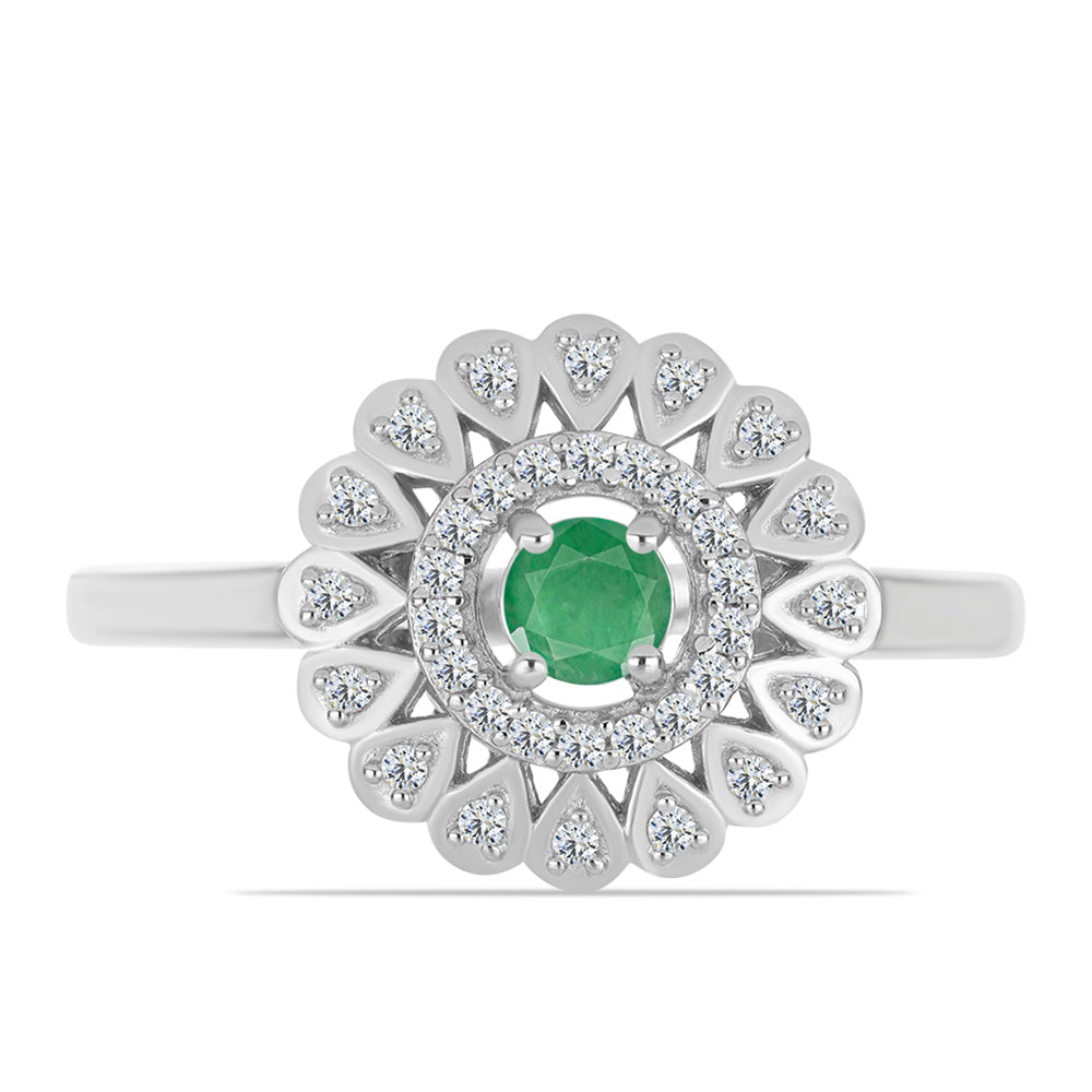 Anillo de Plata con Esmeralda de Brasil y Topacio Blanco 1 