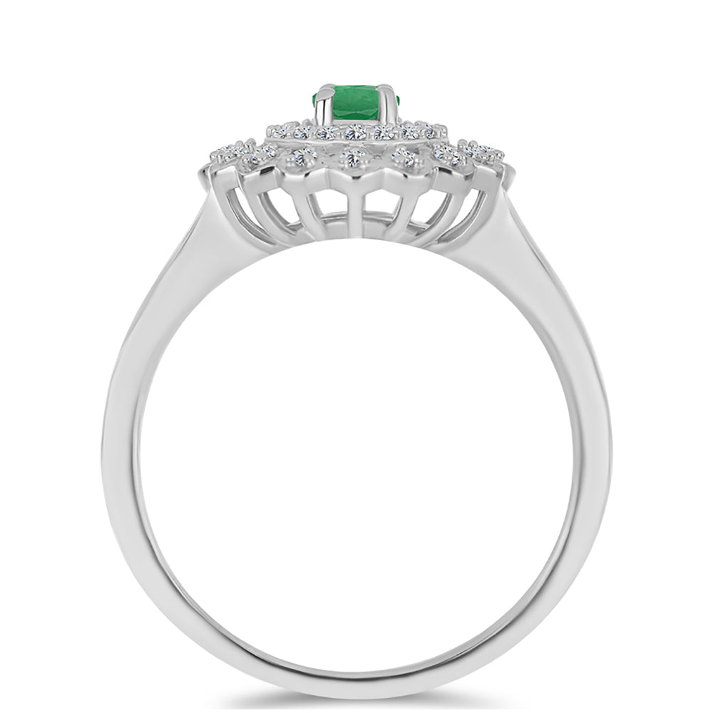 Anillo de Plata con Esmeralda de Brasil y Topacio Blanco 2 