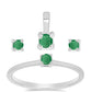 Conjunto de Plata con Esmeralda de Brasil ( Pendientes +Anillo +Colgante )