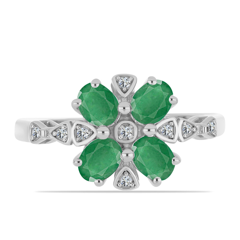 Anillo de Plata con Esmeralda de Brasil y Topacio Blanco 1 