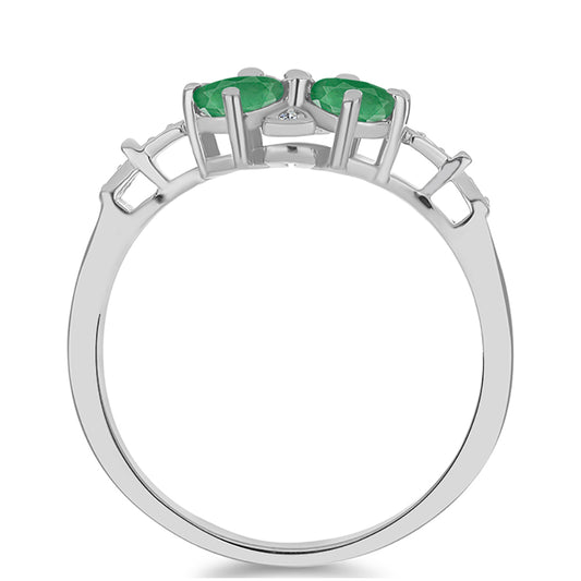 Anillo de Plata con Esmeralda de Brasil y Topacio Blanco